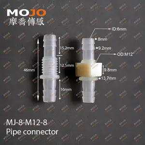 MJ-8-M12-8 Barb 8mm Moyen OD: M12 tuyau d'eau d'union de cloison