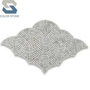 Carrara marmo bianco scala di pesci capesante fan modelli mini mattonelle di mosaico
