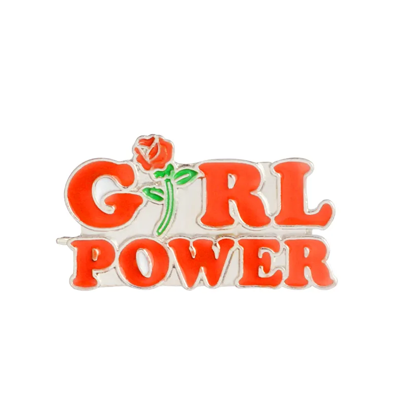 QIHE Women's Feminist Motivational Female Pin Red Rose Flower Girl Power Enamel Lapel Pin