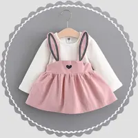 여름 새로운 아기 소녀 옷 레이스 나비 넥타이 미니 a 라인 아기 공주 드레스 귀여운 코 튼 아이 의류