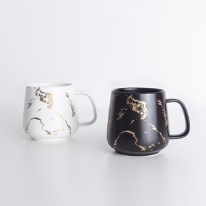Custom Logo Print Eco-Friendly Porcelain Matte White Marble <strong>Gold</strong> <strong>Mug</strong> - Product Image 1