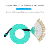 Cordon de raccordement Multimode OM3 MPO à LC 24 fils, Fiber optique 10G, 3 pièces