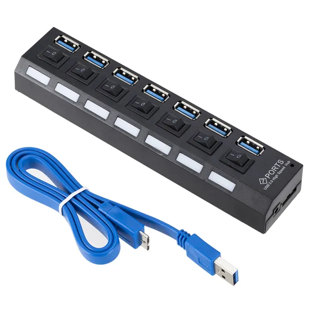 Individual power switches 7 Port USB 3.0 Hub 7 port