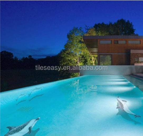 Pâte de Verre Image Pool Delfin Poisson 160 X 110 CM Piscine Art