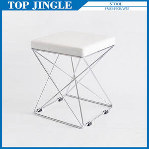 Taburete de silla redonda blanca para sala de estar con cojín - Product Image 5