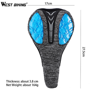 WEST BIKING Housse de <span class=keywords><strong>selle</strong></span> de vélo en silicone 3D, tissu, <span class=keywords><strong>selle</strong></span> de vélo de montagne, coussin de <span class=keywords><strong>selle</strong></span> de vélo, antichoc, antidérapant, housse de <span class=keywords><strong>selle</strong></span> de vélo - Product Image 4