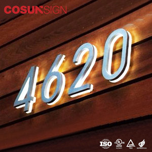 Cosun Sign Stainless Steel <strong>Glow</strong> in the Dark Illuminated Metal Solar Led <strong>House</strong> <strong>Number</strong>