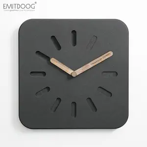 Emisdoog relógio de parede, 12 polegadas, novo design moderno, cor preta, mdf, madeira, decorativo, relógio de parede, quadrado, silencioso, concreto