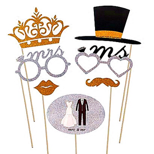 Mr Mrs Amore Appena Sposato Carta di Stile Europeo Photo Booth Puntelli Per La Cerimonia Nuziale Da Sposa Doccia Festa di Fidanzamento - Product Image 4