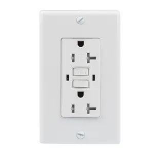 Shanghai Linsky LTG20TR 20 Amp 125-Volt Duplex Self-Test White Color GFCI Outlets Receptacle with screw wall plate