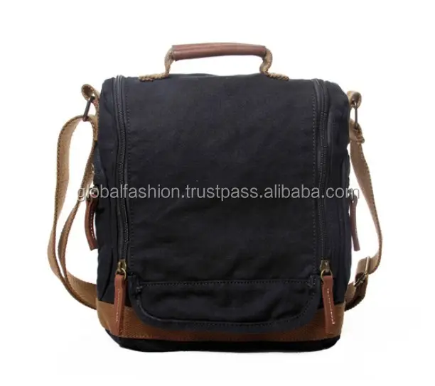 Business blank vintage messenger bag canvas mini sling crossbody shoulder bag for man