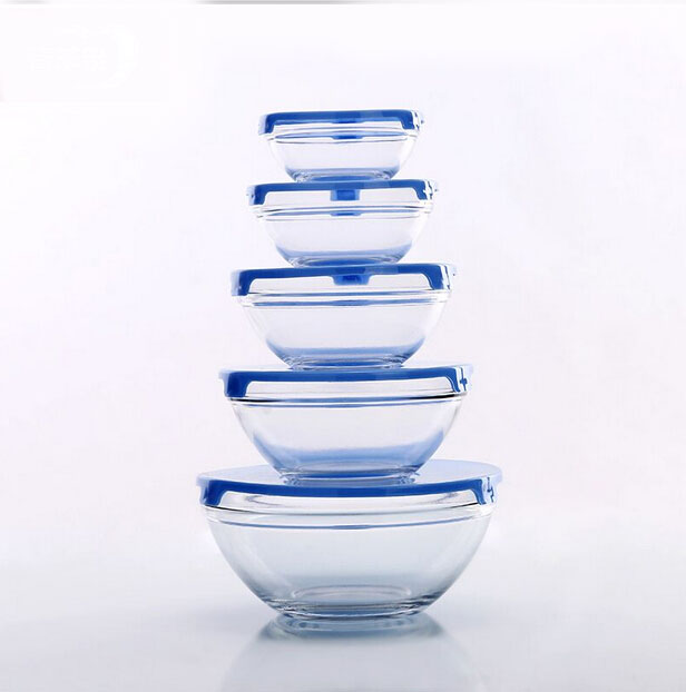 Wholesale customized soda lime bowls salad bowl set glass bowl with lid