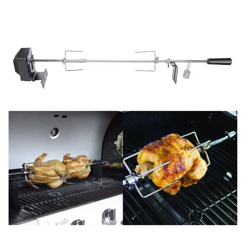 4W Bbq Rotisserie Motor Kit Outdoor Bbq Rotisserie Spit Grill Koffiebrander Staaf Kip Motor Rvs Kit