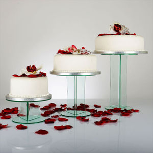 Set di 3 Alzate Rotonde <span class=keywords><strong>in</strong></span> Acrilico Trasparente Verde <span class=keywords><strong>Vetro</strong></span> per Torte, Buffet, Cibo e Dessert, Ideali per Matrimoni e Feste - Product Image 2