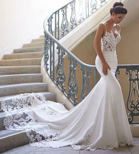 Vestido de novia con tirantes finos y escote en V profundo, satén, encaje, espalda abierta, sin mangas, <span class=keywords><strong>para</strong></span> boda, fotos reales, n. ° 6264 - Product Image 2