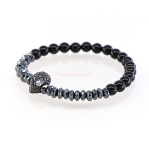 <span class=keywords><strong>Moda</strong></span> 18 K oro chapado micro Pace CZ Spider-Man máscara pulsera, piedra natural hombres pulsera - Product Image 2