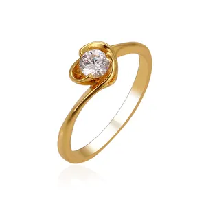 14144 Xuping Modieuze Sieraden, Enkele Steen Ringen Sieraden Vrouwen, 24K Gouden Ring