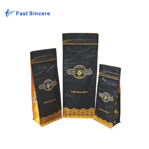 Recycle Roasted <strong>Square</strong> Bottom Coffee <strong>Bean</strong> Packaging <strong>Bag</strong> with Custom Zipper, Easy-Tear Notch, Valve - Product Image 3