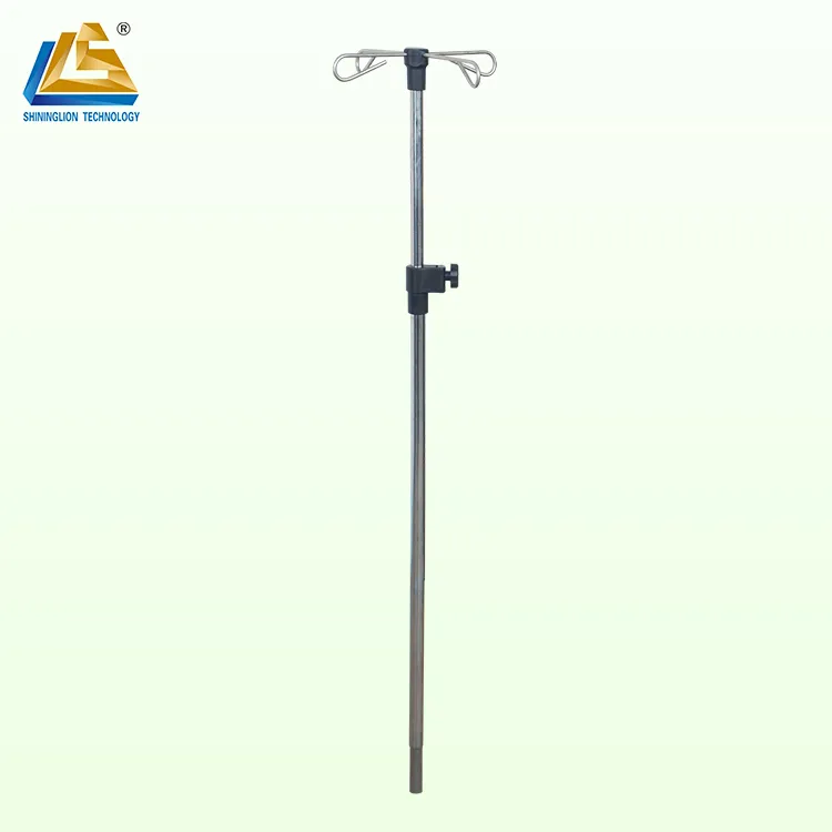 Stainless steel iv pole for hospital bed