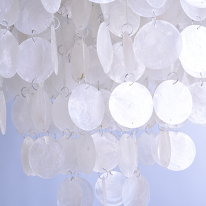 Natural Color Party Wedding Decoration Modern Flat Round Capiz <strong>Shell</strong> Chandelier <strong>Light</strong> - Product Image 6