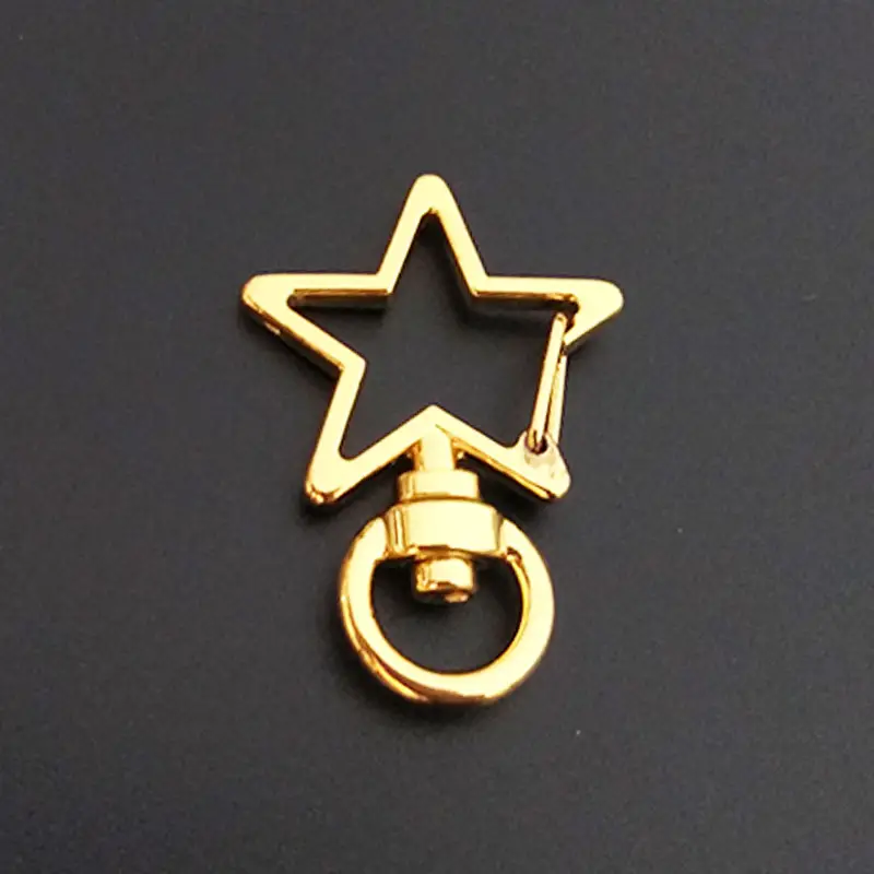 Crochet pivotant en forme d'étoile, porte-clé à ressort, doré, 34mm, 50 pièces