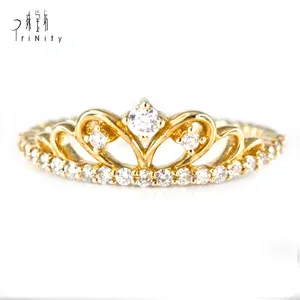 Anillos de corona de Diamante Blanco, anillo de boda Vintage victoriano Eternity, sortija de oro sólido de 14k y 18k de pureza, joyería