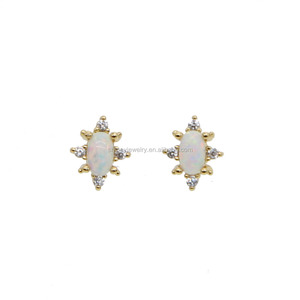 Di alta qualità placcato oro bianco Cz Opal gemma elegante moda donna donna regalo il secondo <span class=keywords><strong>orecchino</strong></span> - Product Image 2