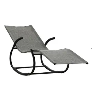 重型黑色花园可躺折叠户外摇椅沙滩太阳椅