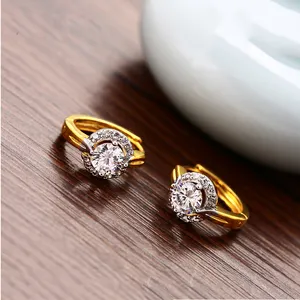 Xuping costume jewellery dubai gold plated white rhinestones earrings for ladies
