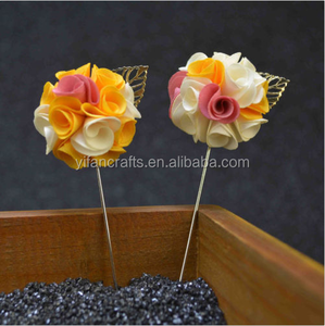 الرجال دعوى الأزهار طية صدر السترة دبوس دبابيس النسيج الأزهار الرجال بروش زفاف باقة - Product Image 4