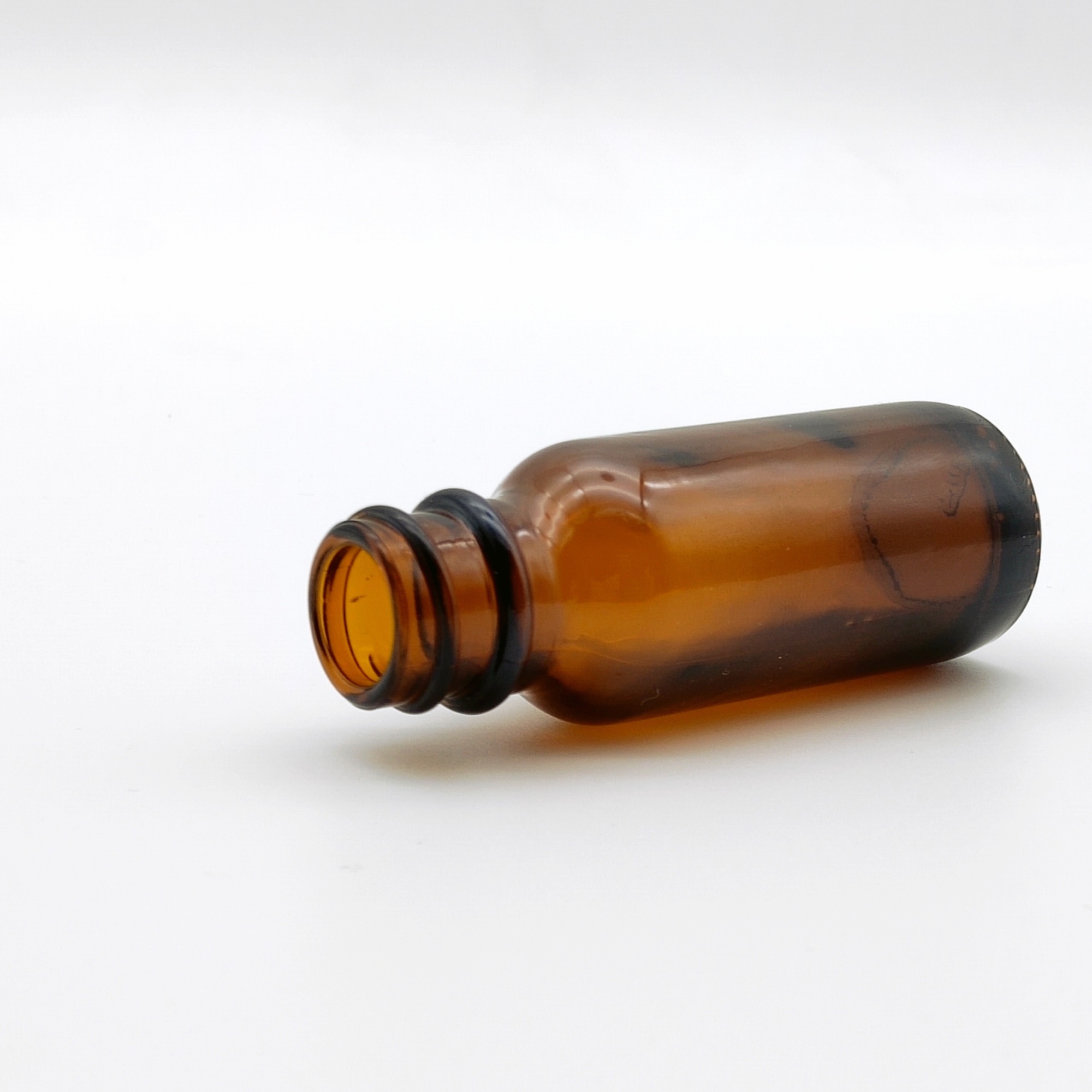 1oz brown amber pharmaceutical glass boston round glass bottle