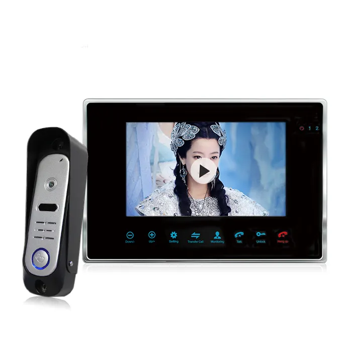 4-Wire 800TVL 7 Inch Video Door Phone Doorbell Intercom System HD Camera Unlock Rainproof Eye Vision Intercom