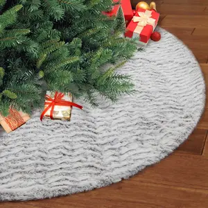 अशुद्ध फर क्रिसमस पेड़ स्कर्ट सजावट डबल परतों नरम कालीन क्रिसमस छुट्टी पार्टी गहने इनडोर, आउटडोर सजावटी उपहार