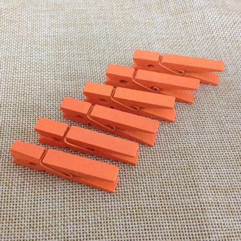 45ミリメートルOrange Color木製Clothespins/Party Wedding Decorative Wood Paper Clips