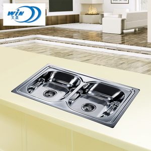 Évier de cuisine à <span class=keywords><strong>montage</strong></span> sur plan de travail, évier de cuisine rectangulaire égal à <span class=keywords><strong>Double</strong></span> bol antirouille bord incrusté acier inoxydable contemporain 5 ans - Product Image 2