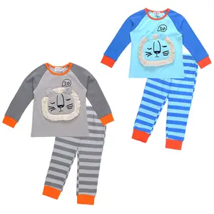 Conjuntos de pijamas para niños pequeños, 95% algodón, manga larga