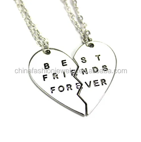 2x Silver Best Friends Forever Gebroken Hart Hanger Bff Ketting Kettingen Gift Hot