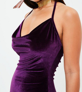 2017 American ropa Halter cuello sin mangas de <span class=keywords><strong>terciopelo</strong></span> sexy cowl <span class=keywords><strong>vestidos</strong></span> para mujer señora - Product Image 4