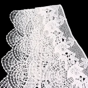 Aangepaste borduurwerk patroon bridal brede vintage franse witte lace trim by the yard