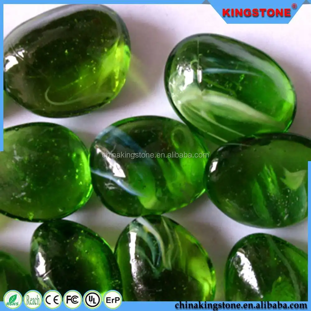 Garantía de Calidad azul de cristal de piedra verde de cristal de piedra para el jardín suave guijarro amarillo