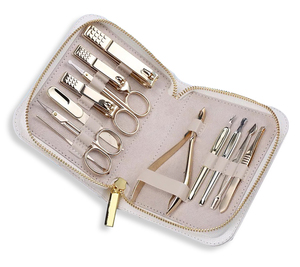 Coffret de luxe en métal plaqué or brillant <span class=keywords><strong>pour</strong></span> outils de soin des ongles, <span class=keywords><strong>manucure</strong></span> française et pédicure, idéal comme cadeau - Product Image 4