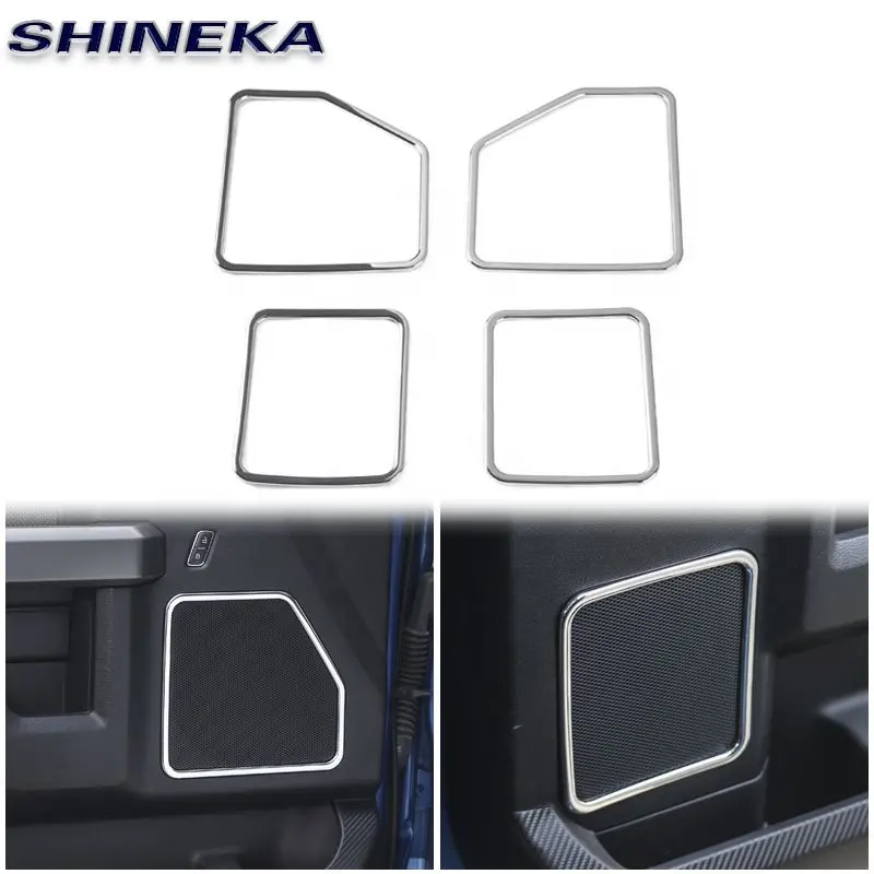 4PCs Car Styling Interior Door Speaker Decorative Trim Car Horn Voice Outlet Circle for Ford F150 2015+