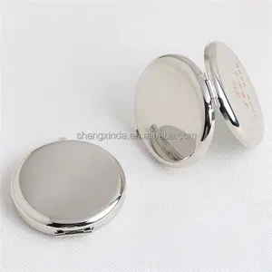 Silver Round Metal Pocket Mirror Laser Engrave Promotional Gift Blank Metal Compact Mirror