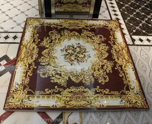 Azulejo de alfombra de suelo de porcelana de cristal dorado pulido para sala de estar