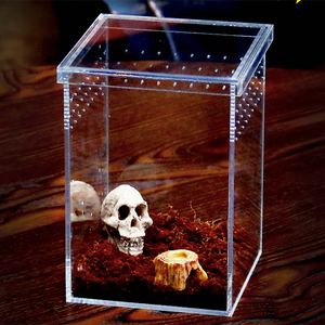 Toptan şeffaf akrilik örümcek kutusu monte kutu plastik akrilik örümcek kertenkele Gecko için mıknatıs ile sürüngen kafes - Product Image 5