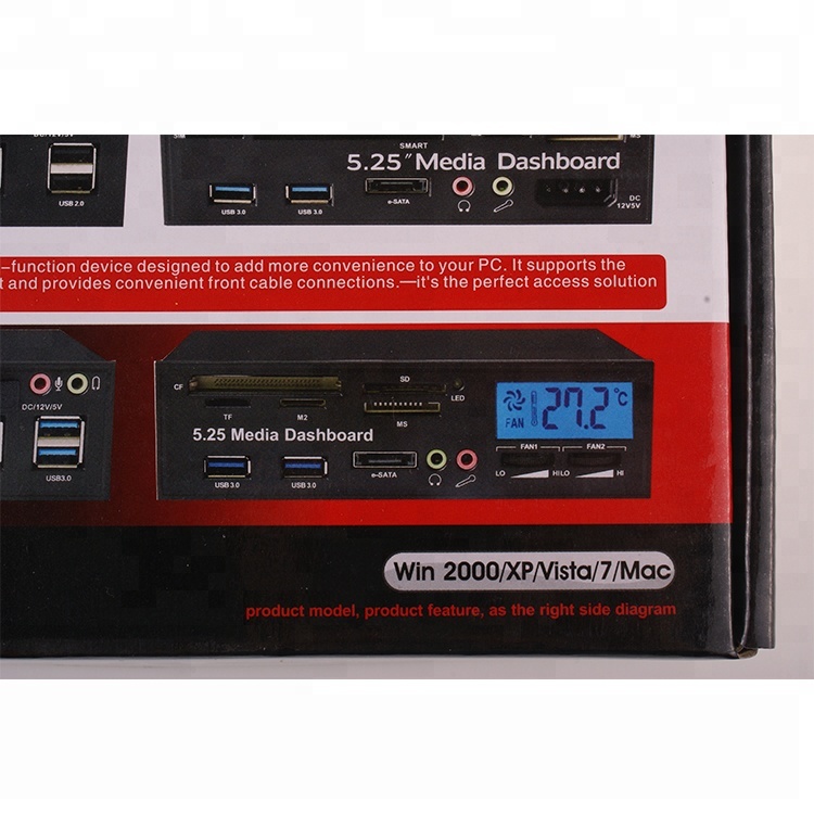 Lecteur De Carte Interne 5,25" - 6 Slots + Ports USB 3.0 - Pour PC De Bureau