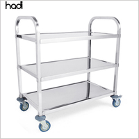 Chariot de service mobile à 3 niveaux en acier inoxydable pour la restauration aérienne, chariot pliable pour la cuisine, vente chaude
