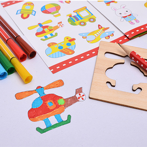 激光切割板木制绘画模板套装儿童绘画玩具涂鸦彩色填充游戏DIY儿童绘画模板 - Product Image 5
