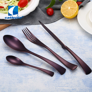 Cathylin Luxury Wedding Hotel Stainless Steel Pure Solid Copper Christmas Titanium Flatware Set Rose Gold Cutlery