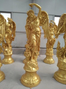 Estatua de Ángel de cuatro estaciones griega de resina de tamaño real de fibra de vidrio dorada, venta al por mayor - Product Image 5